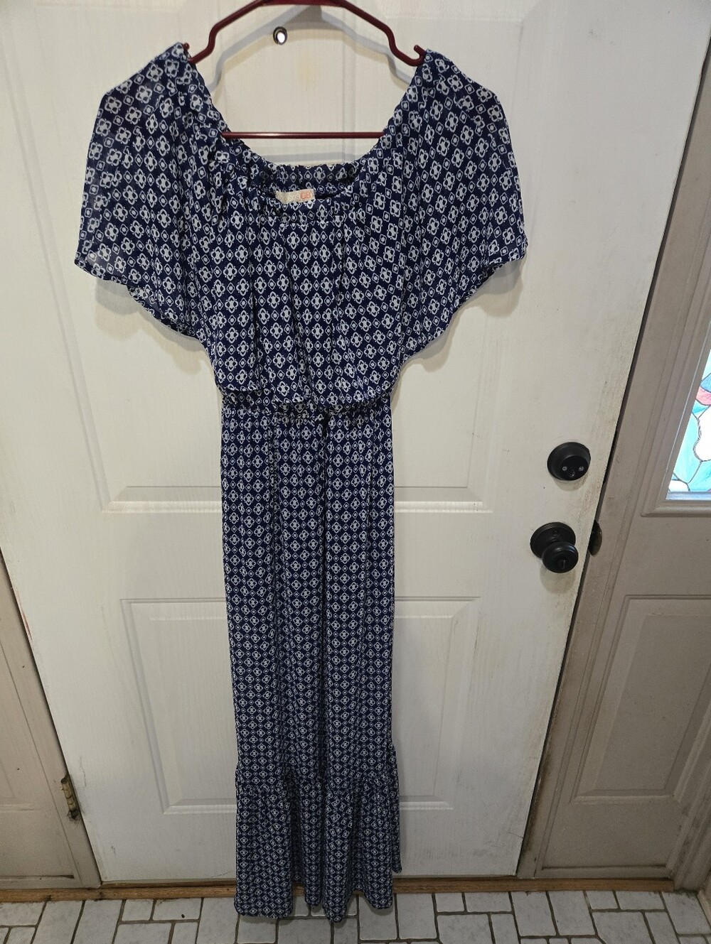 Gianni Bini Blue & White Printed Maxi Dress
